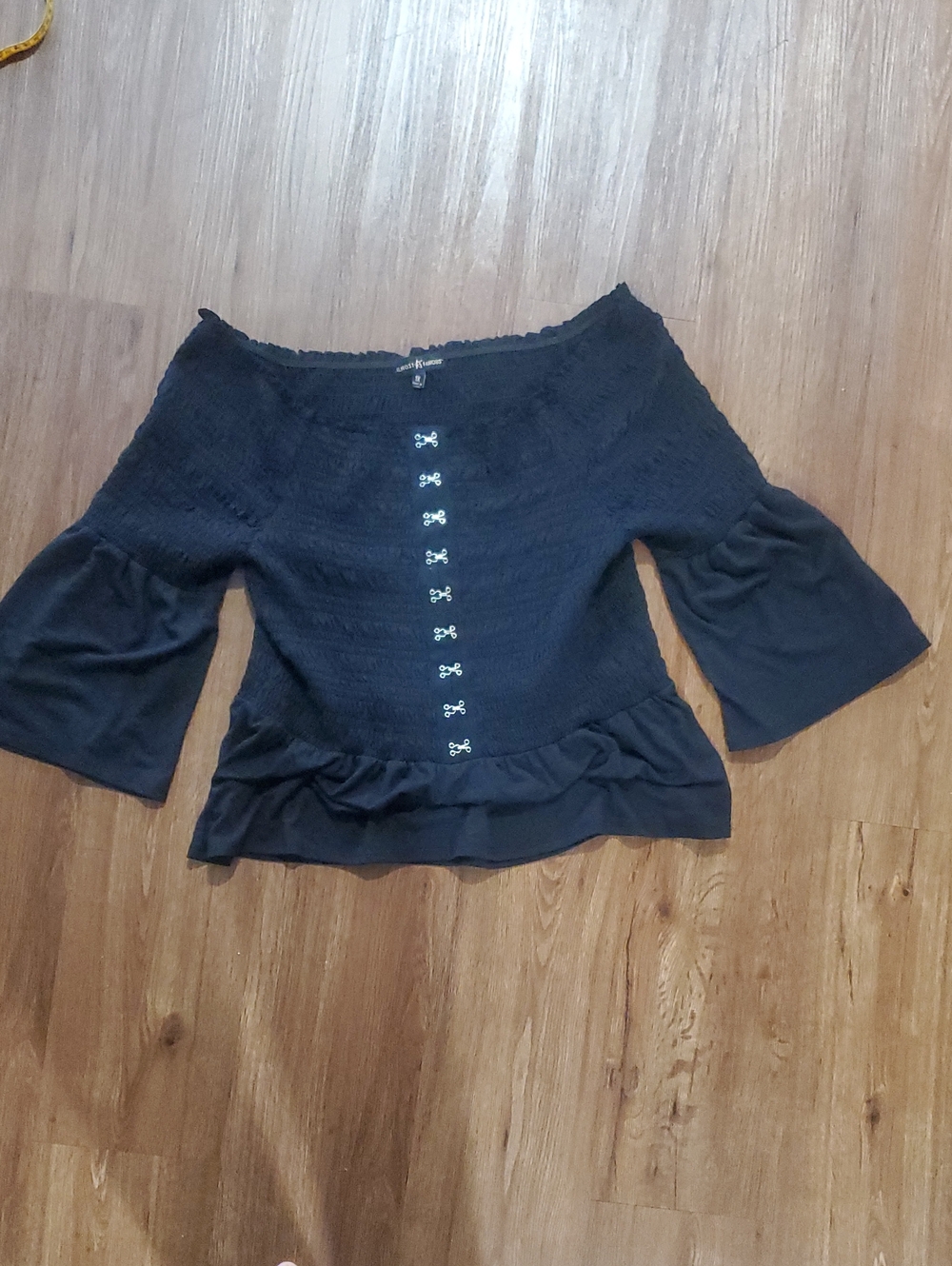 Almost Famous Black Off-Shoulder Peplum Blouse